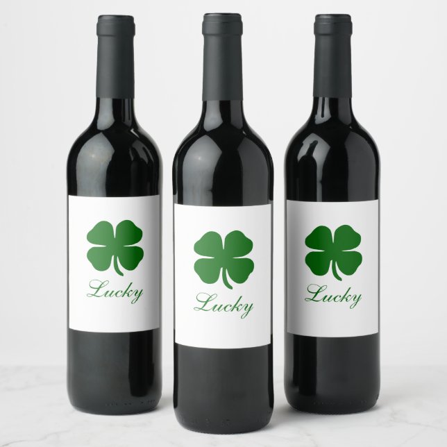 Étiquette Pour Bouteilles De Vin Personalized Lucky Green Clover (Bouteilles)