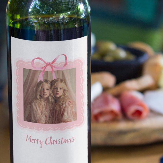 Étiquette Pour Bouteilles De Vin Personalized Photo Merry Christmas Wine Labels (Créateur téléchargé)