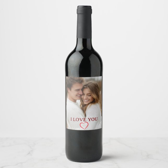 Étiquette Pour Bouteilles De Vin Personalized Photo Valentine's Day Wine Label (Devant)