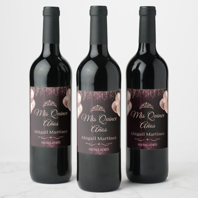 Étiquette Pour Bouteilles De Vin Personalized Quinceañera Wine Bottle Label | Quinc (Bouteilles)