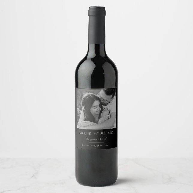 Étiquette Pour Bouteilles De Vin Personalized Wedding Wine Label  (Devant)