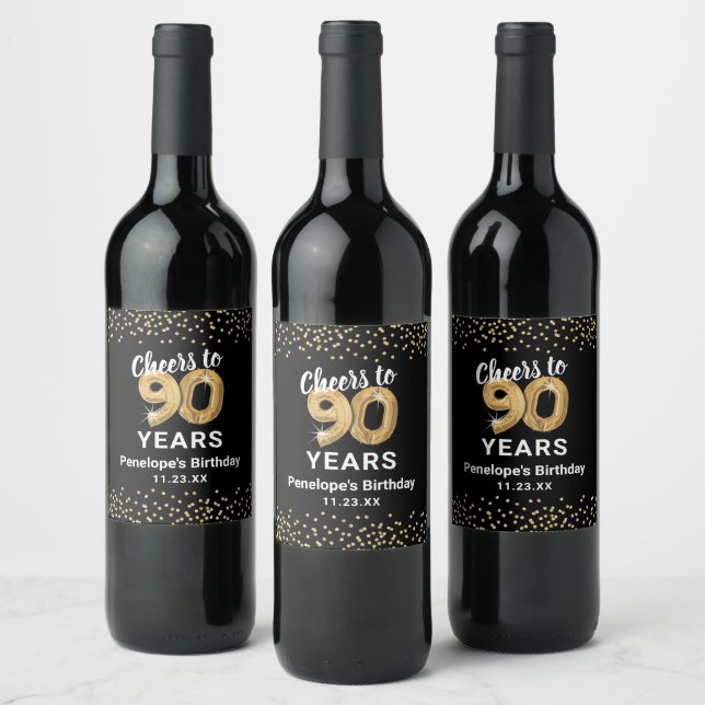 Étiquette Pour Bouteilles De Vin Personnalisé 90e anniversaire (Bouteilles)