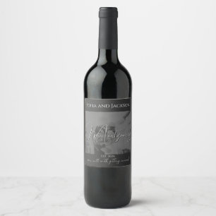 Étiquette Pour Bouteilles De Vin Personnalisé Black Sleek Mariage Célébration Étiqu