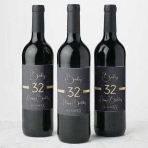 Étiquette Pour Bouteilles De Vin Personnalisé Gold Anniversaire Nom Vin noir Étique