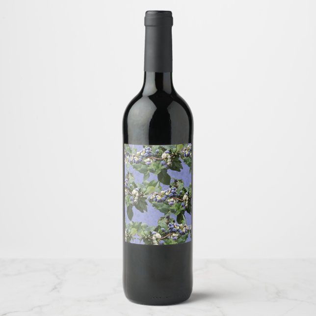 Étiquette Pour Bouteilles De Vin Personnalisé motif vigne myrtille personnalisable (Devant)