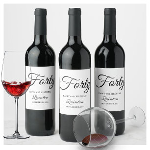 Étiquette Pour Bouteilles De Vin Personnalisé Quarante - 40e anniversaire