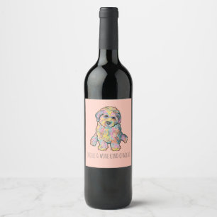 Étiquette Pour Bouteilles De Vin Personnaliser le chiot d'aquarelle Goldendoodle