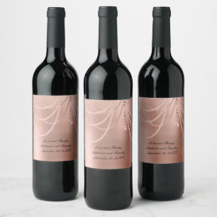 Étiquette Pour Bouteilles De Vin Personnalisez le Mariage Rose Gold Pearls Diamond