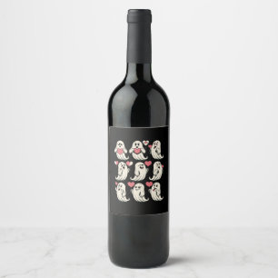 Étiquette Pour Bouteilles De Vin Petit ami fantôme mignon cœur Saint-Valentin Coupl