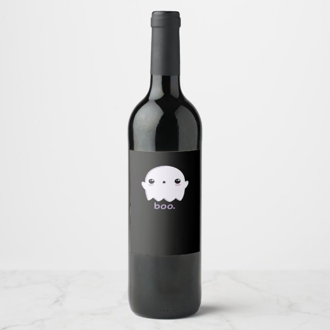 Étiquette Pour Bouteilles De Vin Petit Boo mou Halloween (Devant)