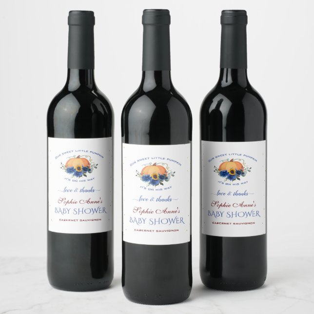 Étiquette Pour Bouteilles De Vin Petit Citrouille Baby shower Thanksgiving (Bouteilles)
