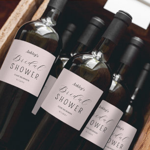 Étiquette Pour Bouteilles De Vin Petit déjeuner en l'honneur de la mariée rose blus