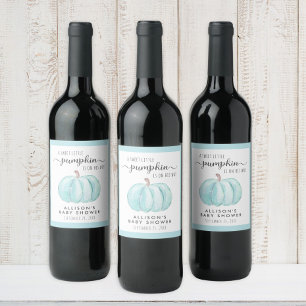 Étiquette Pour Bouteilles De Vin Petite Citrouille Aquarelle bébé garçon douche