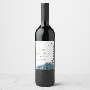 ÉTIQUETTE POUR BOUTEILLES DE VIN PHAROS MER BLEU CRÉPUSCULAIRE ROUGE DOUCHE DE MARI