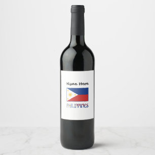 Étiquette Pour Bouteilles De Vin Philippines et drapeau philippin personnalisés