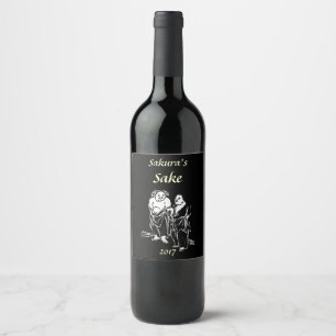 Étiquette Pour Bouteilles De Vin Philosophe poète asiatique Étiquette du vin noir