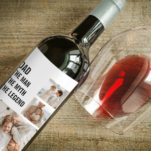 Étiquette Pour Bouteilles De Vin Photo Collage moderne Cadeau papa