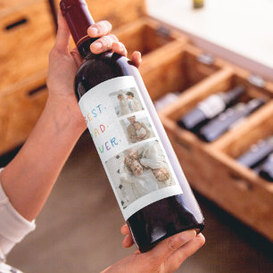 Étiquette Pour Bouteilles De Vin Photo Collage moderne Colorful Meilleur Papa Jamai