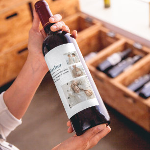 Étiquette Pour Bouteilles De Vin Photo Collage moderne Happy Fête des pères Cadeau