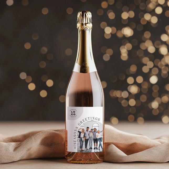 Étiquette Pour Bouteilles De Vin Photo d'architecture moderne de Noël Vacances d'af (Créateur téléchargé)