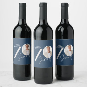 Étiquette Pour Bouteilles De Vin Photo de 70e anniversaire moderne minimal jalons m