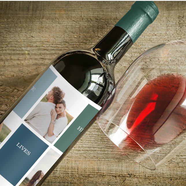 Étiquette Pour Bouteilles De Vin Photo de collection de la famille moderne | Amour  (Créateur téléchargé)