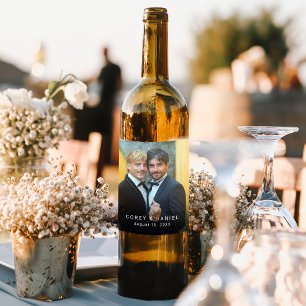 Étiquette Pour Bouteilles De Vin Photo de couple de mariage gay élégant