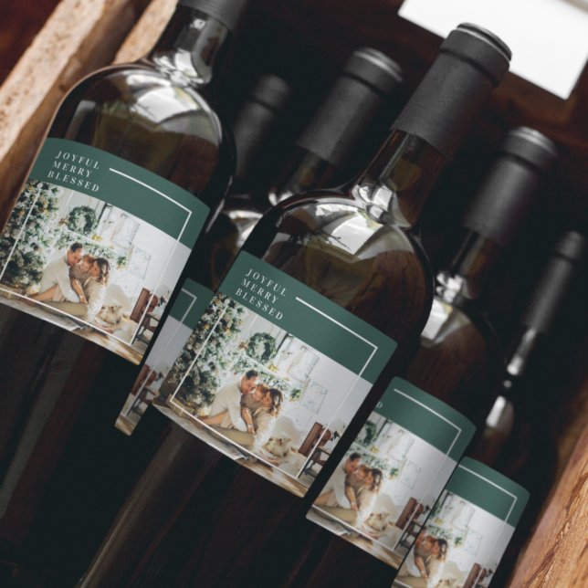 Étiquette Pour Bouteilles De Vin Photo de famille moderne | Joyeux Joyeux Joyeux Bé (Créateur téléchargé)