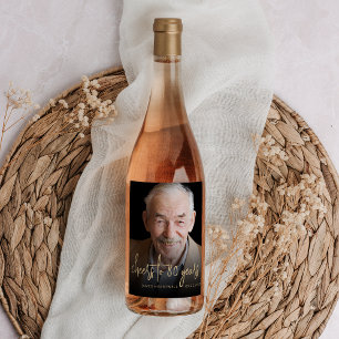 Étiquette Pour Bouteilles De Vin Photo de fête d'anniversaire 80 ans Tchin-tchin