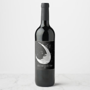 Étiquette Pour Bouteilles De Vin Photo de lune, noire et blanche