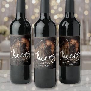 Étiquette Pour Bouteilles De Vin Photo de mariage À Félicitations pour une fin heur
