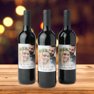 Étiquette Pour Bouteilles De Vin Photo de mariage « Heureux pour toujours »