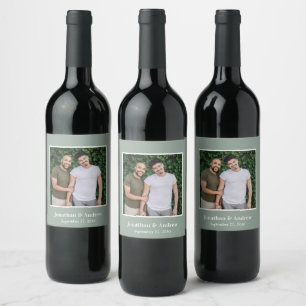 Étiquette Pour Bouteilles De Vin Photo de mariage LGBTQ