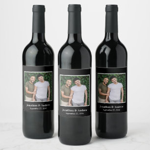 Étiquette Pour Bouteilles De Vin Photo de mariage LGBTQ