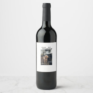 Étiquette Pour Bouteilles De Vin Photo de naissance d'animal de compagnie chien cha