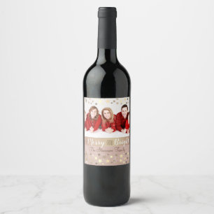 Étiquette Pour Bouteilles De Vin Photo de Noël en famille
