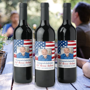 Étiquette Pour Bouteilles De Vin Photo de retraite militaire drapeau américain patr