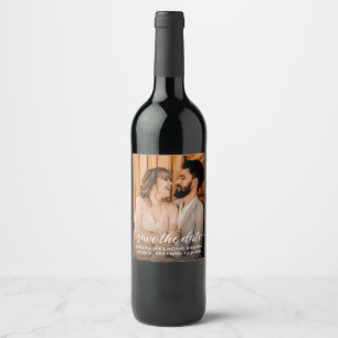 Étiquette Pour Bouteilles De Vin Photo d'engagement personnalisée Enregistrer la da