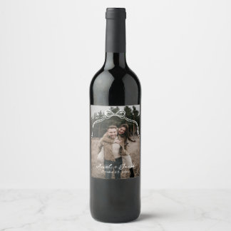 Étiquette Pour Bouteilles De Vin Photo du Mariage Bow