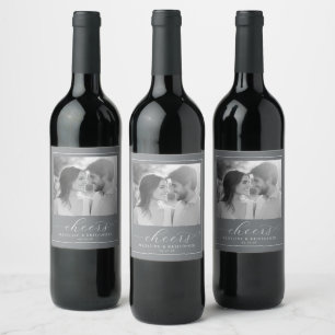 Étiquette Pour Bouteilles De Vin Photo élégante en nuances de gris joyeuses