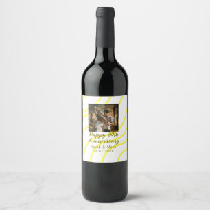 Étiquette Pour Bouteilles De Vin Photo jaune doré 30e anniversaire de mariage nom 