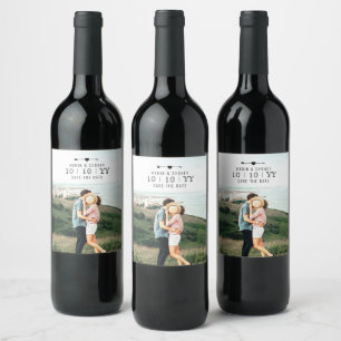 Étiquette Pour Bouteilles De Vin Photo légère   Enregistrer La Date   Étiquette de 