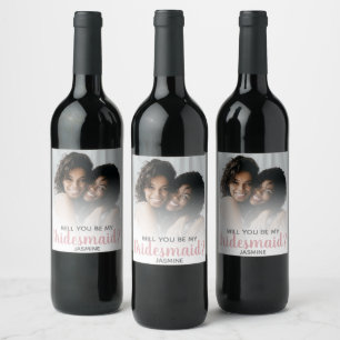 Étiquette Pour Bouteilles De Vin Photo Minimaliste Moderne   Seras-Tu Ma Demoiselle