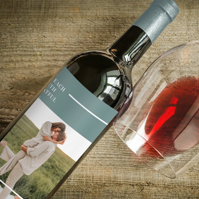 Étiquette Pour Bouteilles De Vin Photo moderne Green Famille Jolie Cadeau (Créateur téléchargé)