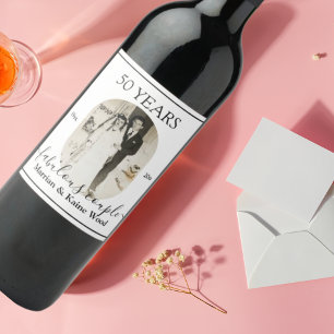 Étiquette Pour Bouteilles De Vin Photo noir et blanc Mariage du 50e anniversaire