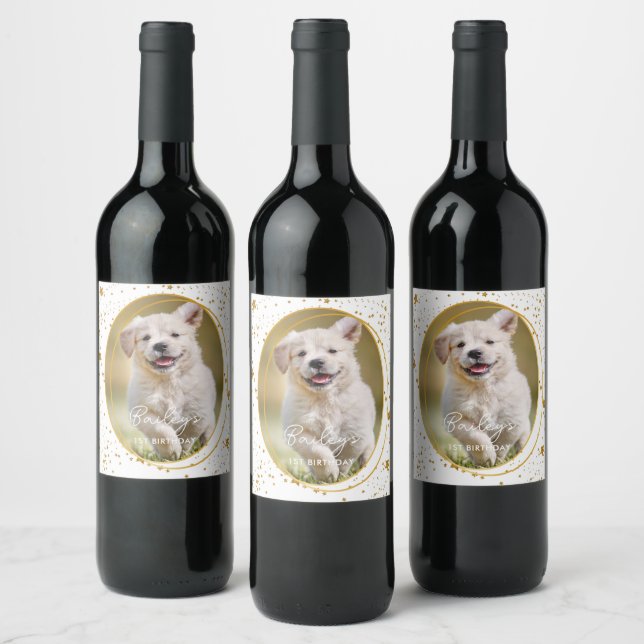 Étiquette Pour Bouteilles De Vin Photo personnalisée Chien animal de compagnie Anni (Bouteilles)