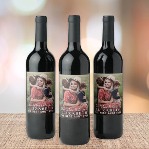 Étiquette Pour Bouteilles De Vin Photo personnalisée de la meilleure tante