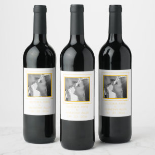 Étiquette Pour Bouteilles De Vin Photo personnalisée Étiquette de vin jaune