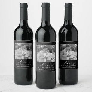 Étiquette Pour Bouteilles De Vin Photo romantique en noir et blanc