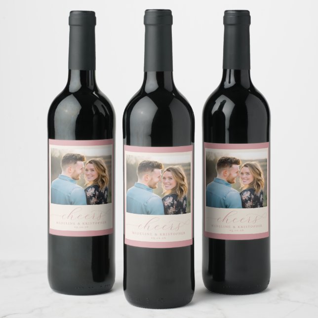 Étiquette Pour Bouteilles De Vin Photo Romantique Rose Joyeux (Bouteilles)